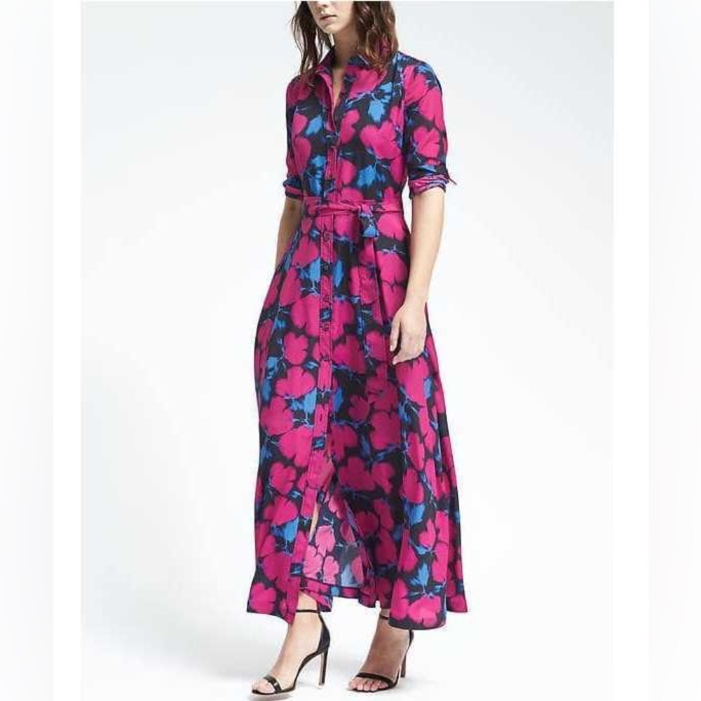 Banana Republic Floral Shirt Maxi Dress. Size 2